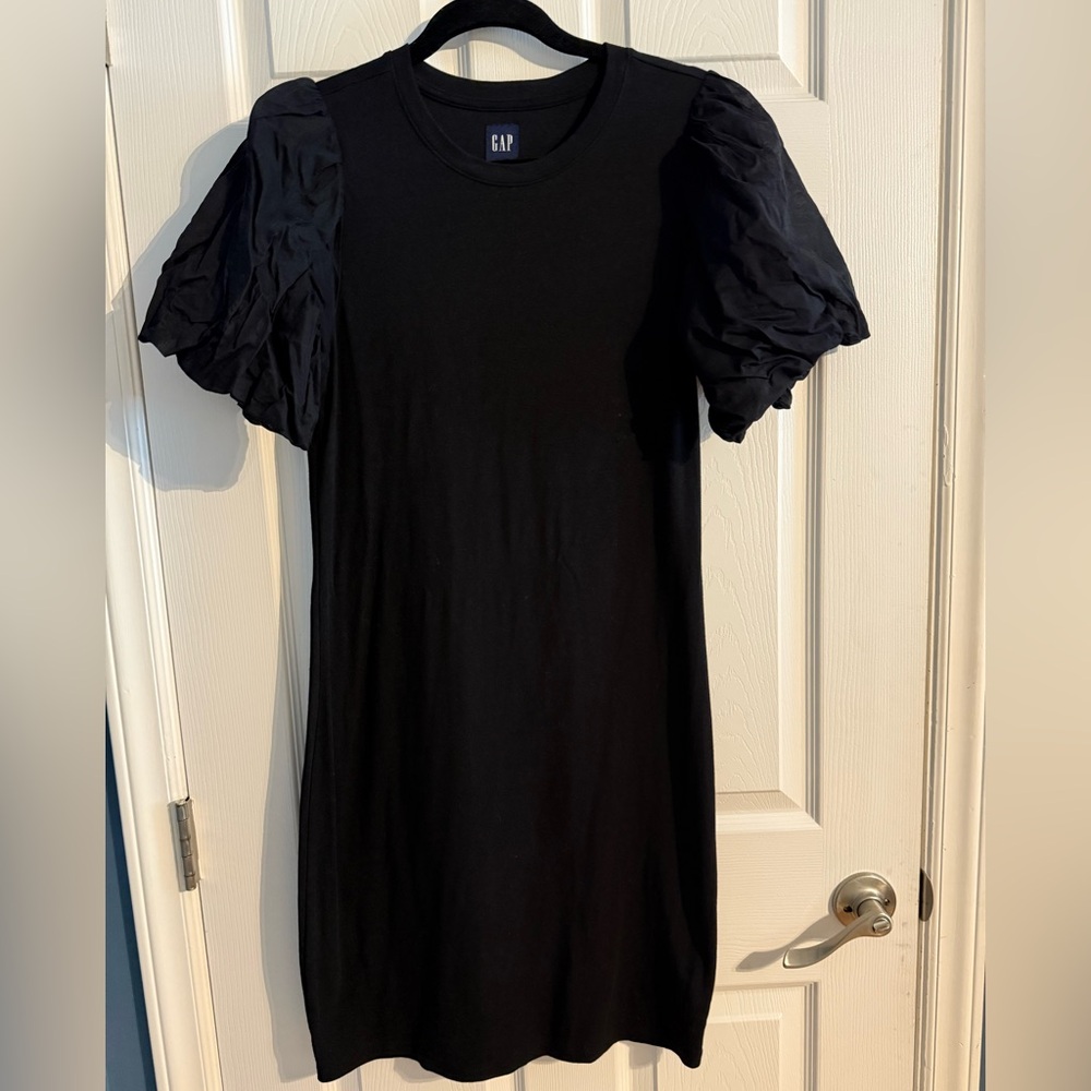 GAP Black Puff Sleeve T-Shirt Dress – Size L
